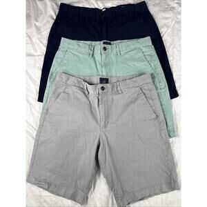 GAP Lot of 3 Men's Navy Blue Grey & Teal Cotton Lived In Short Chino 34 10"